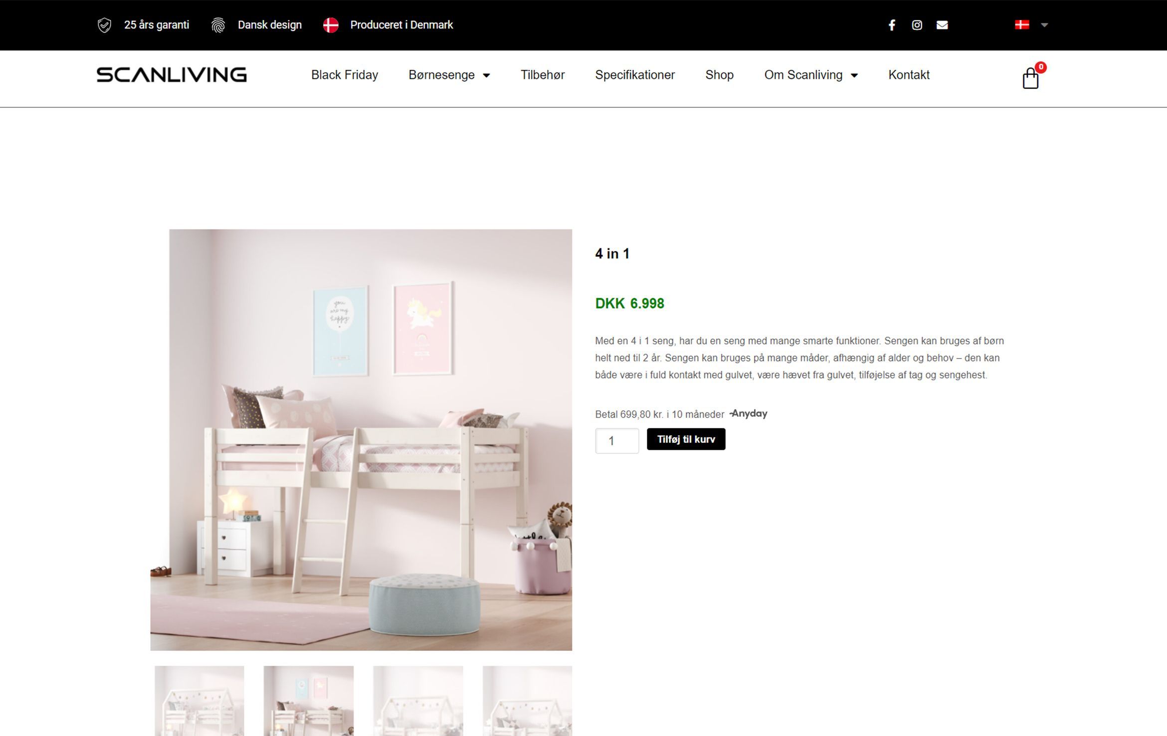 Screenshot of kids' furniture rendering showcasing transformable bed configuration 1.