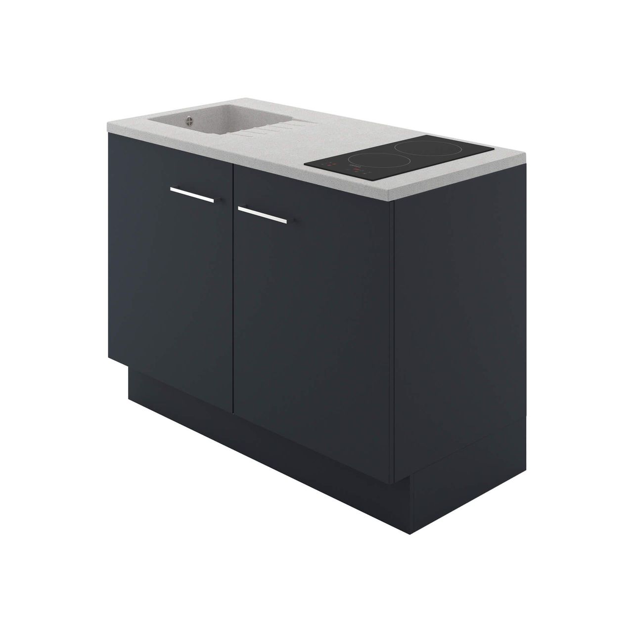 White Sink and Black Cabinet Silo CGI