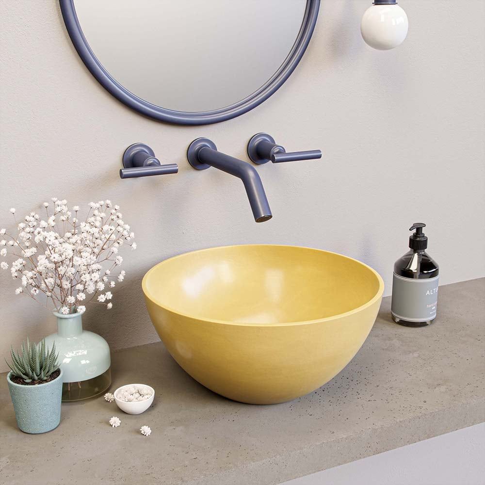 3D rendering of a trendy bathroom sink with realistic house fittings visualization and photorealistic CGI