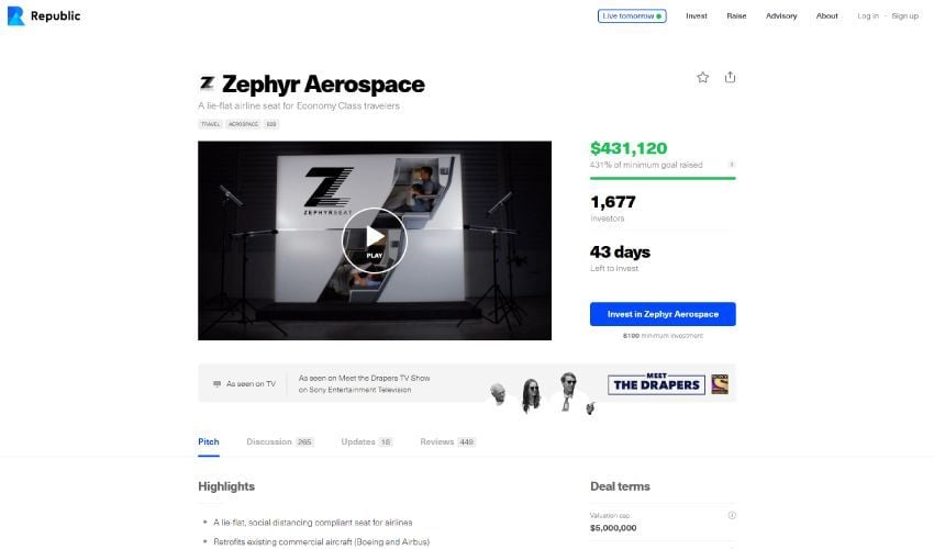 3D product rendering of Zephyr Aerospace airline seat showcasing photorealistic CGI and custom 3D modeling