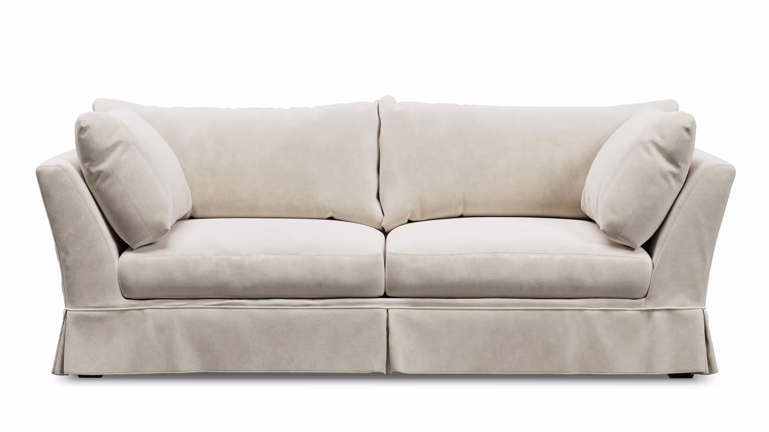White background 3D render of a modern beige sofa.