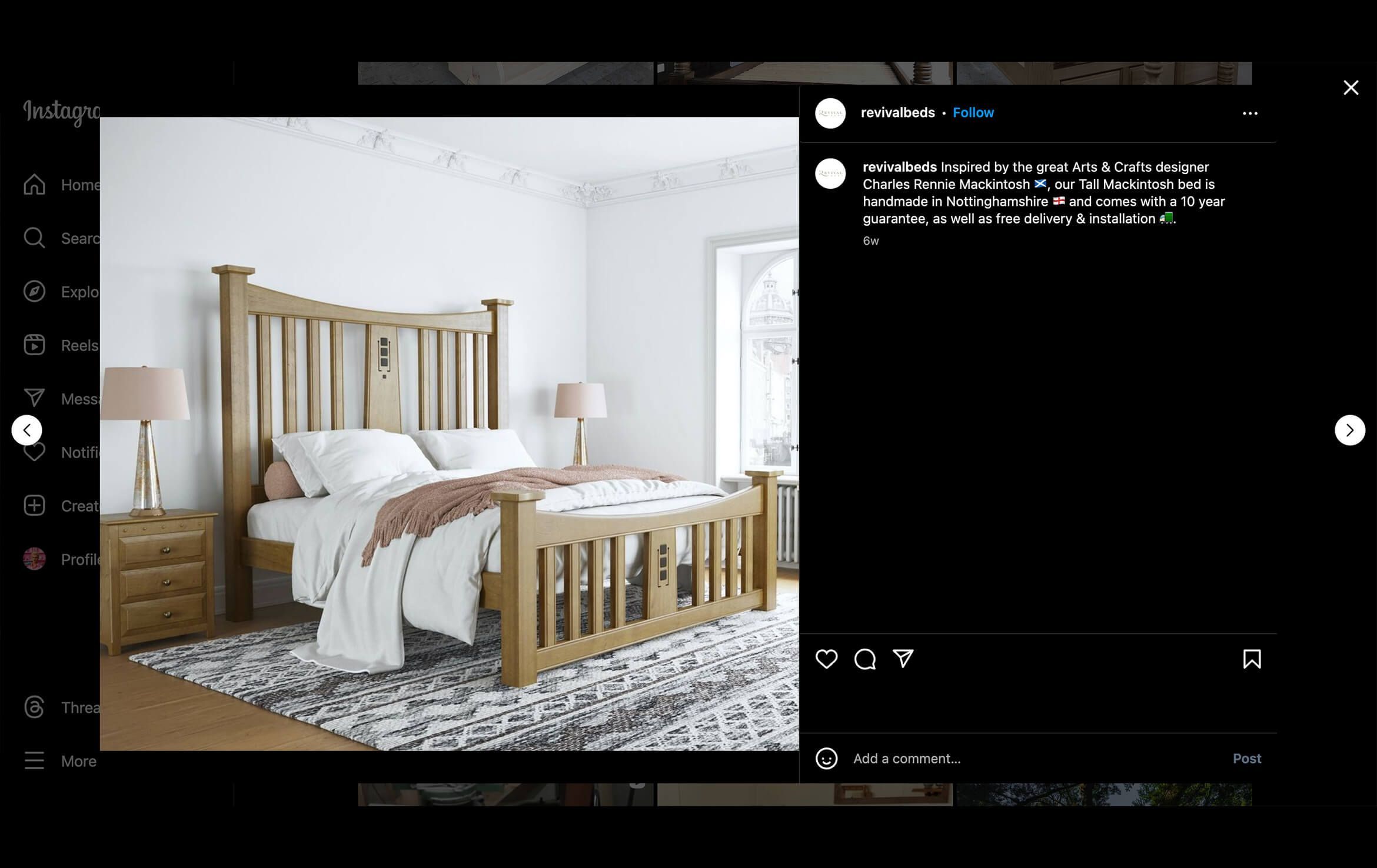 Bedroom Furniture Rendering for a Revival Beds' Insta