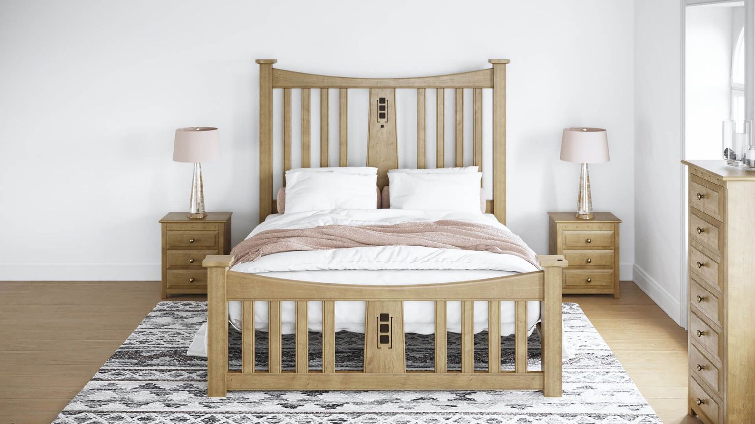 Photorealistic Wooden Bedroom Furniture Lifestyle CGI