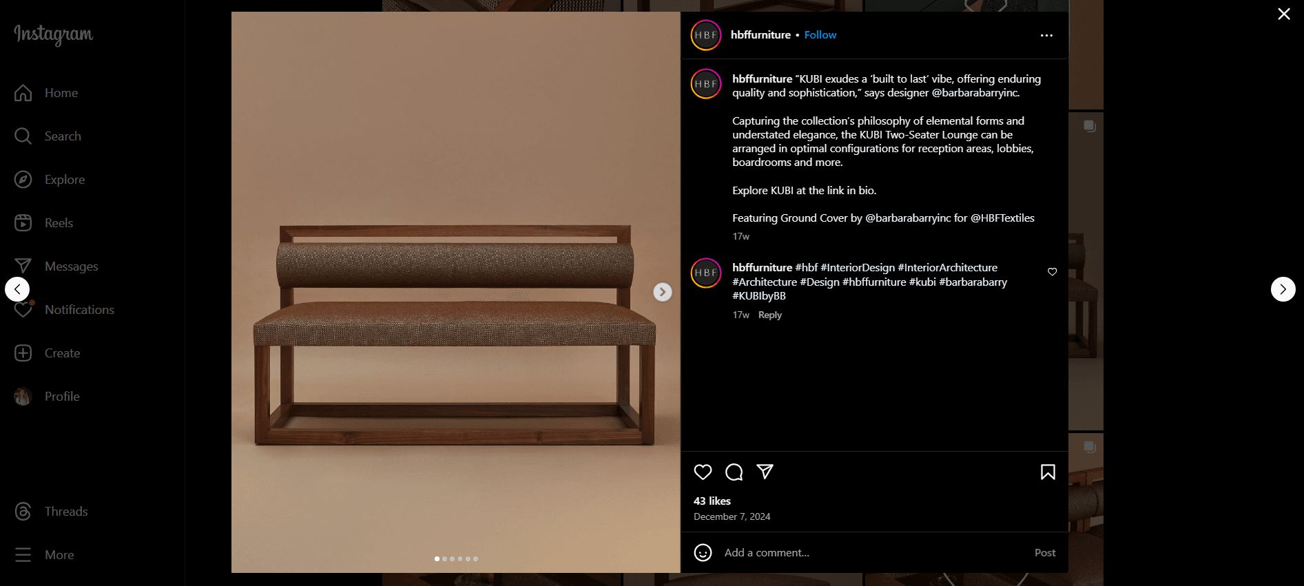 Furniture Rendering for HBF Instagram Page