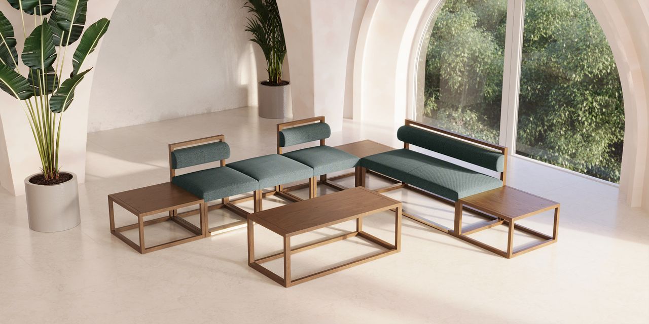 Green Bench Set Lifestyle Render
