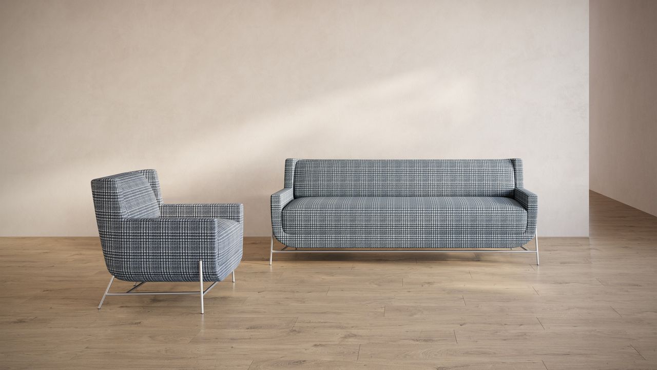 Blue Checkered Sofa Texture