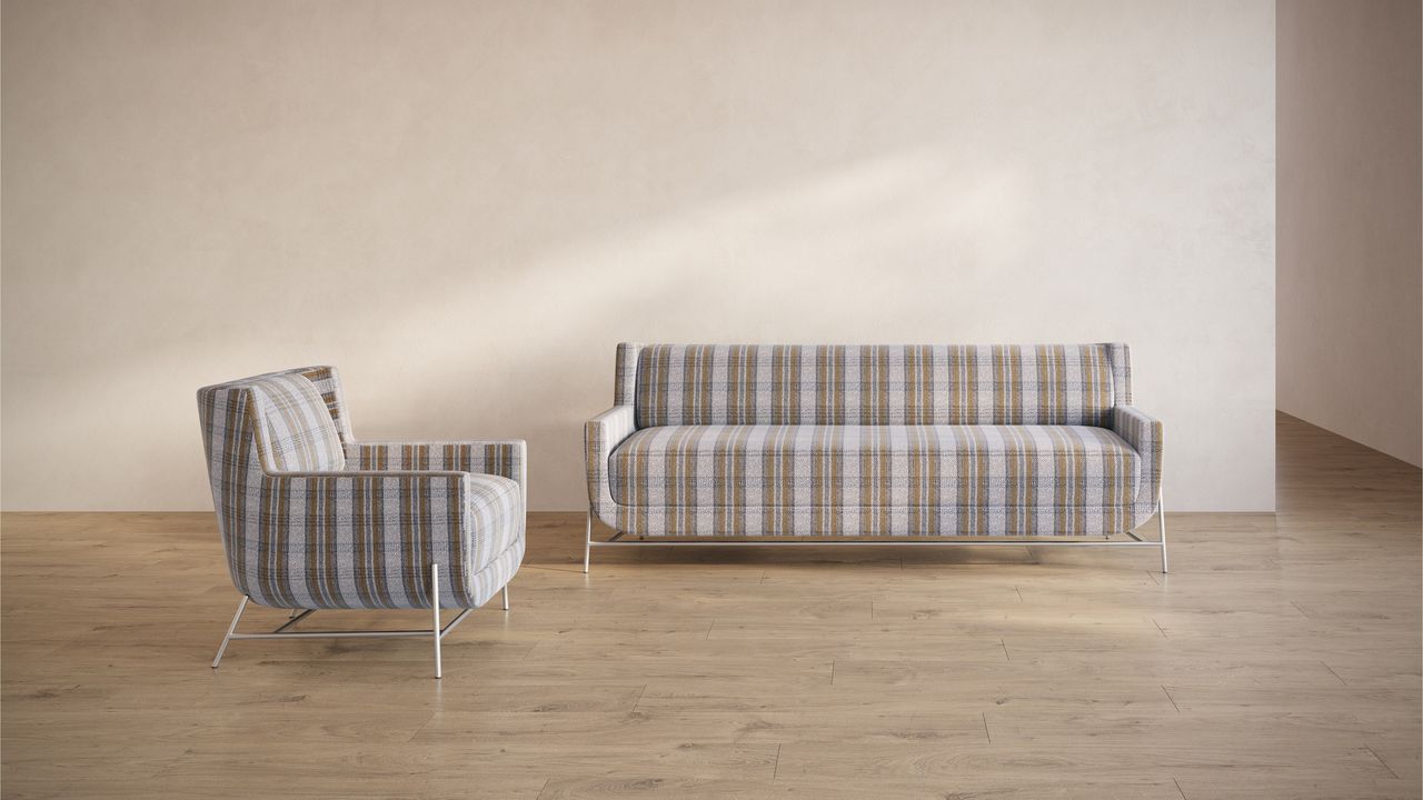 Orange Checkered Sofa Texture