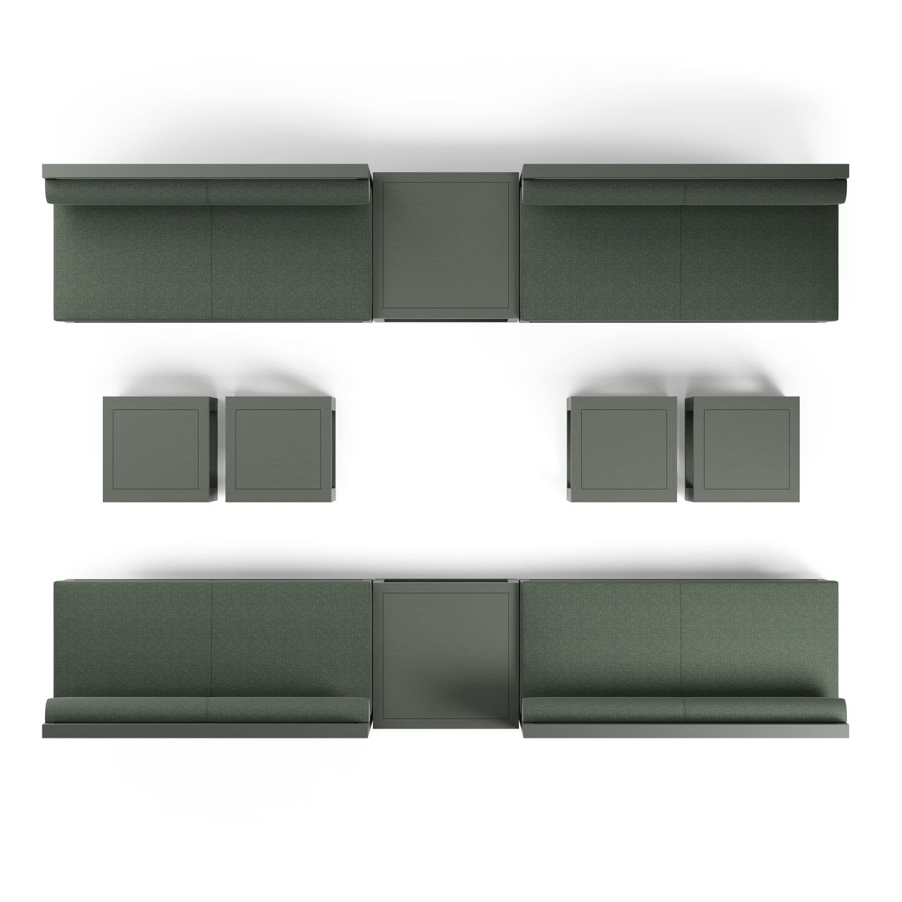 Green Sofa Set Top CG View