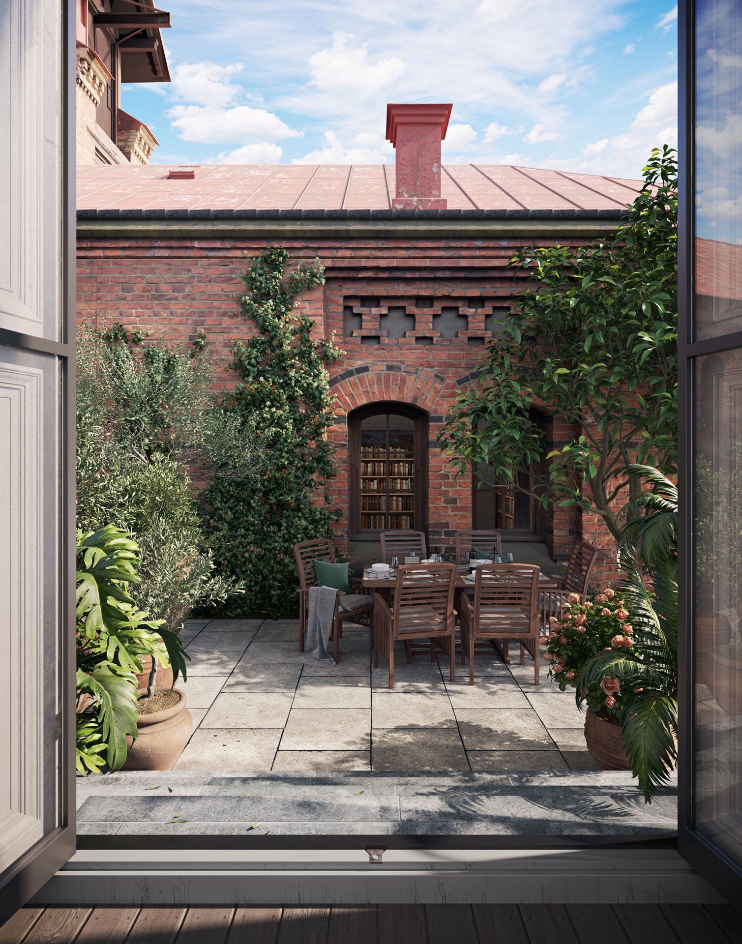 Dining Table on a Terrace CGI