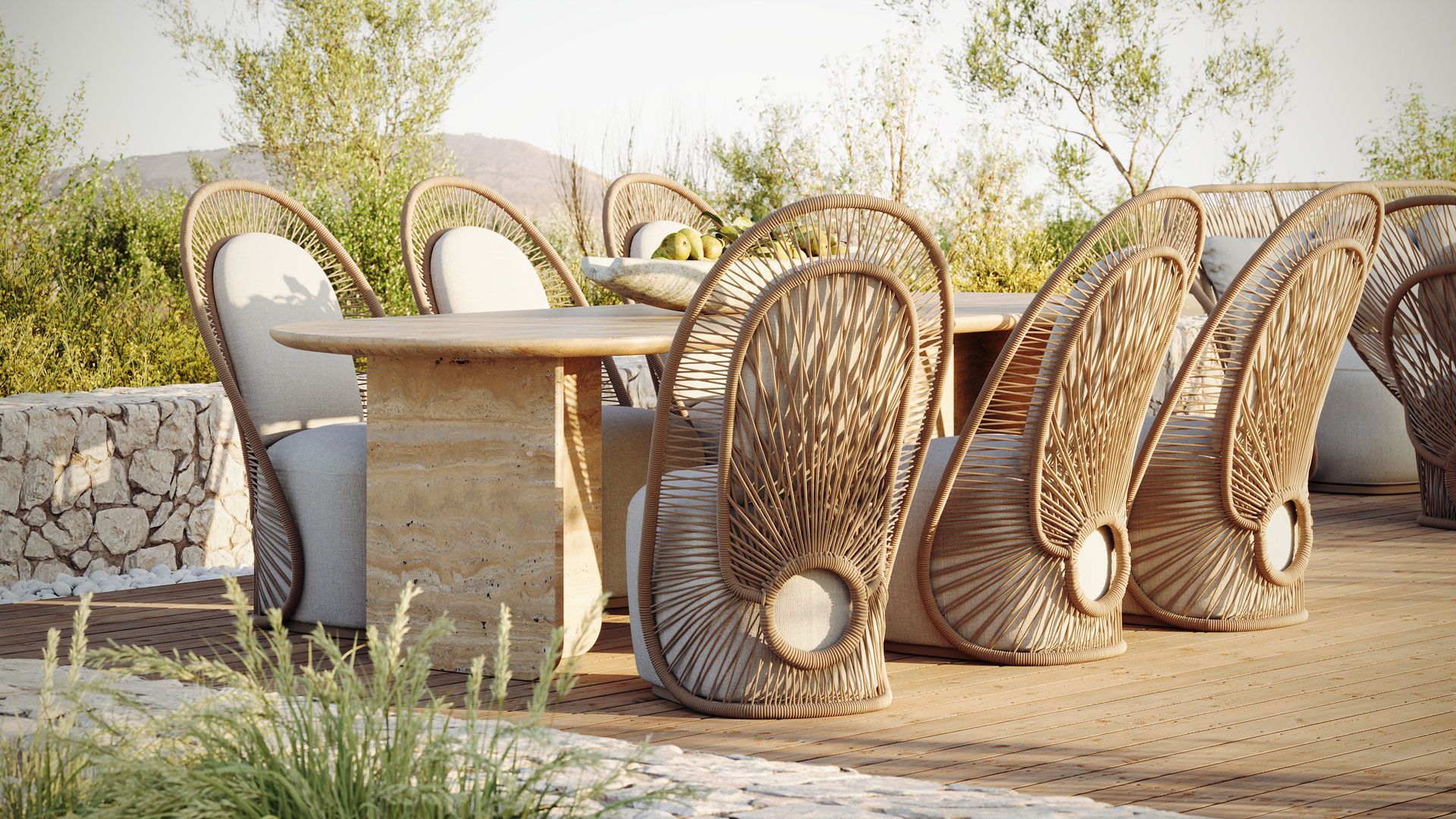 Terrace 3D Visualization for Rattan Furniture