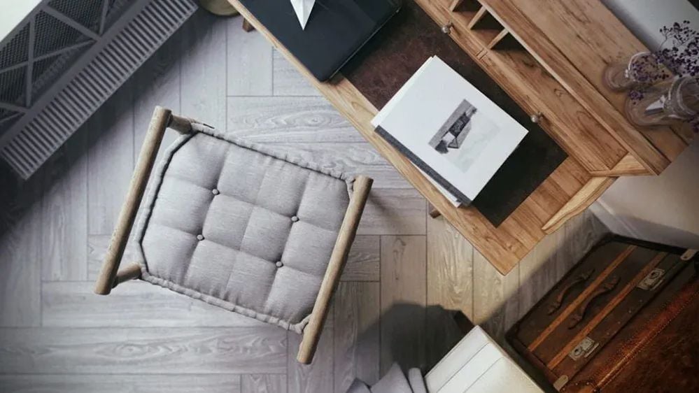 CG Roomset for a Desk Shown from the Top