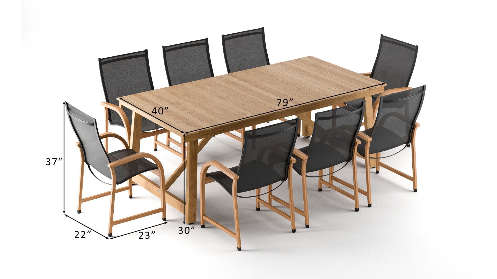 3D rendered furniture visualization of a dining table and chairs, showcasing realistic product rendering and 3D modeling.