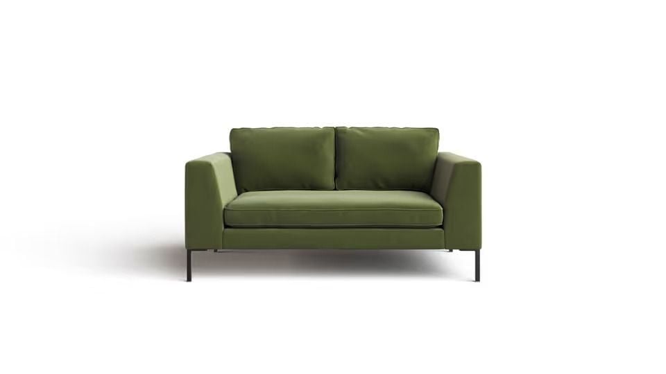 White Product Background CGI of a Green Sofa