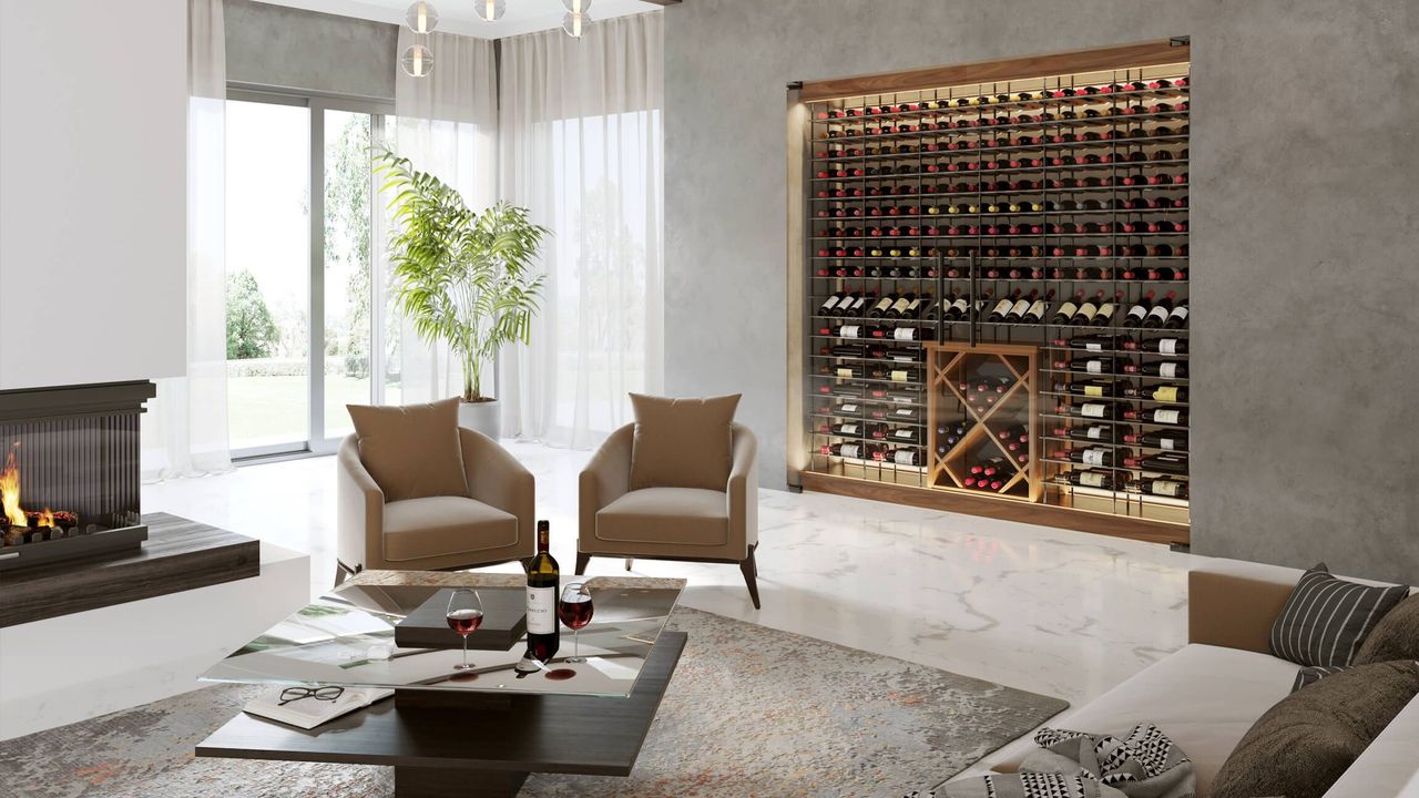 Wine Storage in a Living Room Rendering